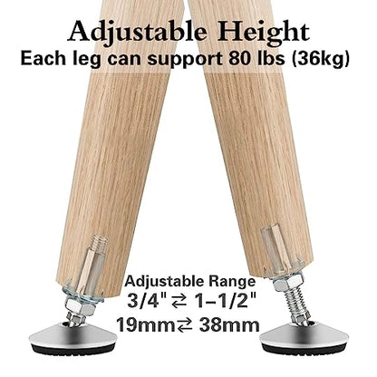 4 Set M10 Swivel Adjustable Leveling Feet, Heavy Duty Height Adjuster Furniture Leveler Foot with T Nut, Screw on Cabinet Table Chair Self Levelers Leg - 2" Base Dia & 2" Bolts Length - Silver - style: Silver Swivel Leg Levelers
