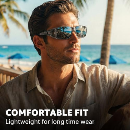 Myiaur Over Glasses Sunglasses for Men Women, Polarized Fit Over Sunglasses UV400 Protection, Anti Glare for Driving Outdoors - color: A05 Transparent Grey/Grey Lens