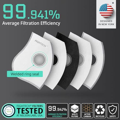 FIGHTECH Dust Mask – Reusable Face Mask with Carbon Filters and Air Valves for Woodworking, Construction, Moving - style: 14 Piece Set