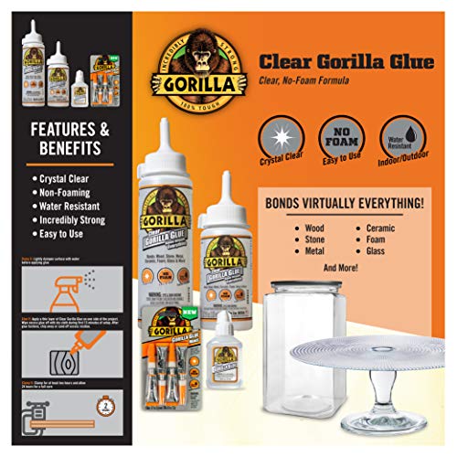 Gorilla Clear Glue, 1.75 Ounce Bottle (Pack of 5) - Crystal Clear, All Purpose, and Water Resistant - size: 5 - Pack, style: 1.75 Ounce