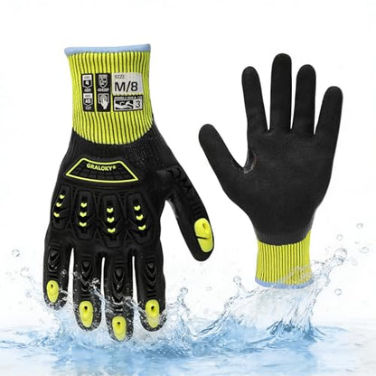Safety Work Gloves, A5 Cut Resistant Gloves For Men Women, Level 3 Impact Gloves with TPR, Abrasion Level 4 - size: Small