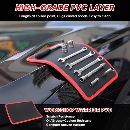 ‌Arcomin Magnetic Tool Mat & Holder | 12.8"x9.8" Flexible Magnetic Tray for Garage Workshop, Scratchproof PVC Surface with Non-Slip Grip | Auto Repair, Toolbox Organizer for Mechanics & DIY