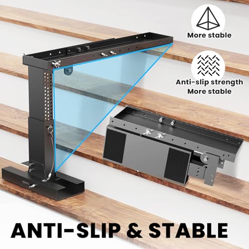 Foldable Ladder Leveler Pro+ - Adjustable 11-18" H & 17-31.5" L Platform for Stairs, 500LB Capacity, Fits <30" Foot Spacing (Black) - color: Black