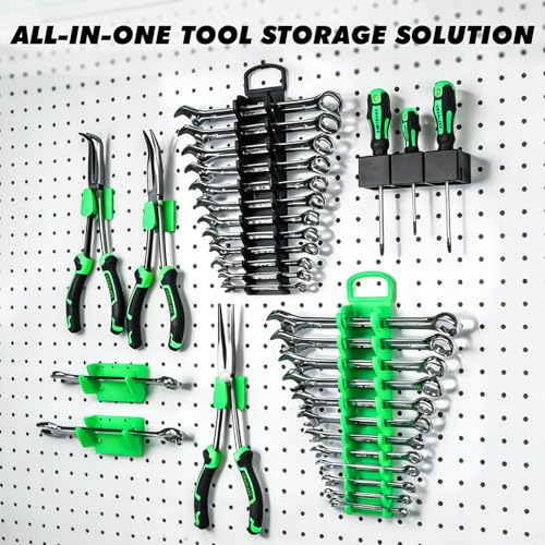 SWANLAKE GARDEN TOOLS 20-Piece Magnetic Tool Organizer Set, 1/4", 3/8", 1/2" SAE & Metric Socket Organizers, 2 Large Wrench Holders, 24-Slot Wrench Rails, Plier and Screwdriver Wall Mount Storage - style: 20PCS Multi-Function Set