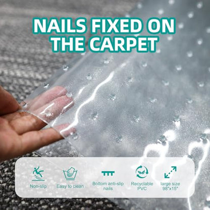 KHS 8.2FT Plastic Carpet Protector for Pets, Carpet Scratch Stopper, Stop Cats from Scratching Carpets at Doorways, Easy to Cut Cat Scratch Protector Mat, Plastic Runners - size: 8.2FT(1PC)