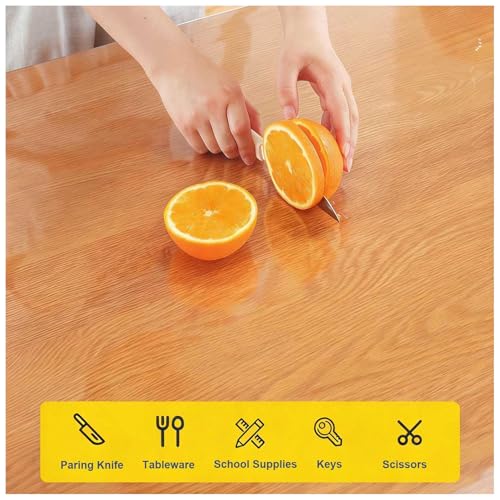 1.5mm Thick Clear Plastic 48"x112" Desk Cover, Anti-Scratch Mat for US Wooden Furniture, Camping Grounds & Garage Workbenches