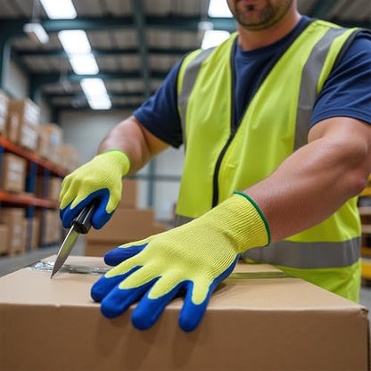 G & F Products Kevlar Cut Resistant Work Gloves, ANSI Rated, Heavy Duty Safety Gloves with PVC Grip, Slash & Puncture Protection for Glass Handling, Metalworking, Construction, Mechanics & More Large - size: Large (Pack of 1)