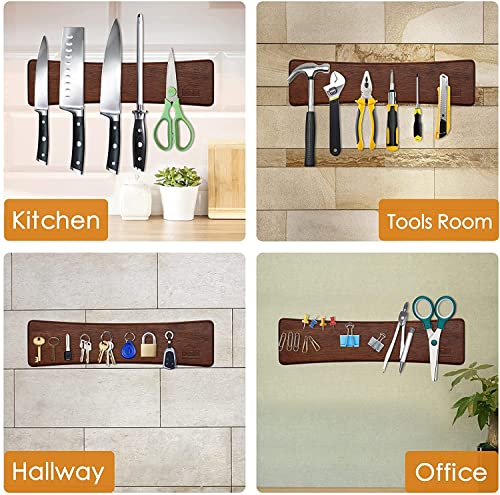 HOSHANHO Knife Magnetic Strip, Acacia Wood Powerful Magnetic Knife Strips, Magnetic Knife Holder for Wall 10 Inch Use as Magnetic Tool Organizer, Home Organizer - size: 10"