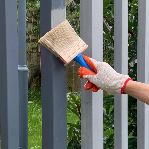 Deck Stain Brush, 5 Inch Deck Paint Brush with Threaded Handle for Extension Pole, Wide Large Brushes for Staining Wood, Fence, Walls, Lime Wash Paint Brush - color: 5 Inch