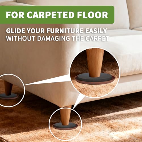 Furniture Sliders for Carpet 8 PCS - 3 1/2 inch Furniture Moving Slider Chair Legs Floors Protectors Furniture Movers Sliders – Move Your Furniture Easy & Safely(for Carpet) Brown Coffee - size: 8 PCS 3 1/2 inch Brown Coffee
