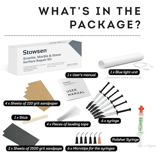 Granite, Marble & Stone Repair Kit - Fix Chips & Defects in Minutes | Restore Tiles & Countertops with Ease | for Quartz Corian Marble or Stone | Flawless Results Every Time | Repair Up to 20 Chips - style: Granite