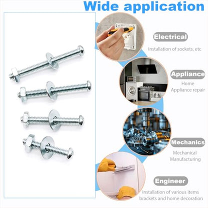 120 Pcs Machine Screws 8/32 Knob/Pull Screws Bolt Nut Flat Washers Assortment Kit Carbon Steel Zinc-Plated Phillips Used for Industrial and Construction Fasteners 4 Sizes Length #8-32x1 to#8-32x1-3/4 - size: 120 Pcs Machine Screw Kit