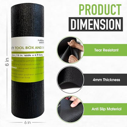 Rubber Sheet Warehouse | Tool Box Mat for Protecting Your Tools, Padding Work Surfaces, Industrial Grade | 16 inch Wide x 6 ft Long (PVC)