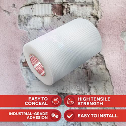 XFasten Drywall Repair Mesh Tape - 6-Inch X 90-Foot Mesh Tape for Drywall Repair, Fiberglass Drywall Patch Hole, Heavy Duty Wall Repair Mesh Spackle Tape, Wall Crack and Seam Repair Joint Tape - size: 6-inches By 90-feet