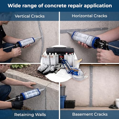 30ft Epoxy Foundation Wall Crack Repair Kit, A-Tech 212 LV Injection System, ASTM C-881 Structural Concrete Crack Repair, Basement Wall Leak Sealant & Foundation Concrete Filler, Tough Waterproof Seal