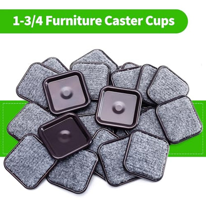 1 3/4" Square Carpet Bottom Furniture Caster Cups, Reusable Furniture Sliders for Hardwood Floors, Felt Furniture Pads Coasters to Protect Tile or Laminate Floors from Scratches, Brown/Gray (24 Pack) - size: 1-3/4 Inch, 24 Pack