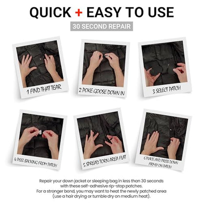 Down Jacket Repair Patches - Self-Adhesive Down Jacket Repair Patches | Waterproof, Tear-Resistant, Pre-Cut Patches | 7-Piece Set for Outdoor Gear, Sleeping Bags & Tent - color: Olive Green