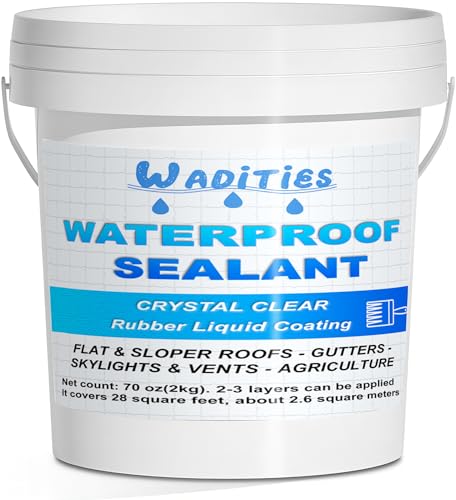 Waterproof Sealant Clear 2L(70 oz), Wadities Wall Bathroom Roof Water-Based Waterproof Coating, Invisible Repairing Leak Seal Liquid Rubber Sealant for Indoor & Outdoor