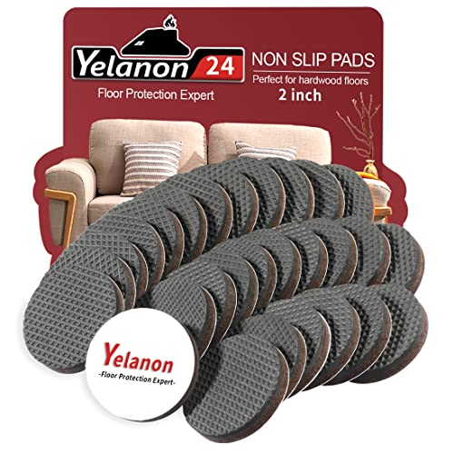 Yelanon Non Slip Furniture Pads -24pcs 2" Grippers Hardwood Floors Non Skid for Furniture Legs,Self Adhesive Rubber Furniture Feet Anti Slide Furniture Floors Protectors for Keep Couch Stoppers - size: 24pcs 2" Round