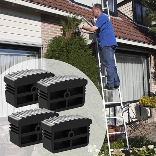 4Pcs Ladder Feet Mat Non- Slip, Ladder Feet Covers Extenstion Ladder Cover Household Rubber Stair Foot Pads, Steep Ladder Foot Pads Cushion Security Bumpers Replacement for Ladder Accessorie