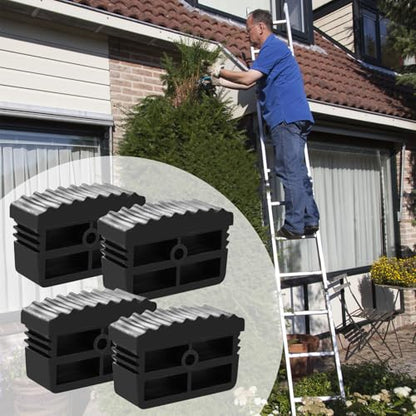 4Pcs Ladder Feet Mat Non- Slip, Ladder Feet Covers Extenstion Ladder Cover Household Rubber Stair Foot Pads, Steep Ladder Foot Pads Cushion Security Bumpers Replacement for Ladder Accessorie