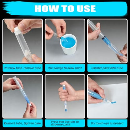 King Origin Refillable Touch-Up Paint Pen, 3 Pcs Paint Pens with Syringes, Wall Paint Repair Tool, Precise Application, Walls, Floors, Windows, Doors, Furniture and DIY Home Improvement, Pack of 6