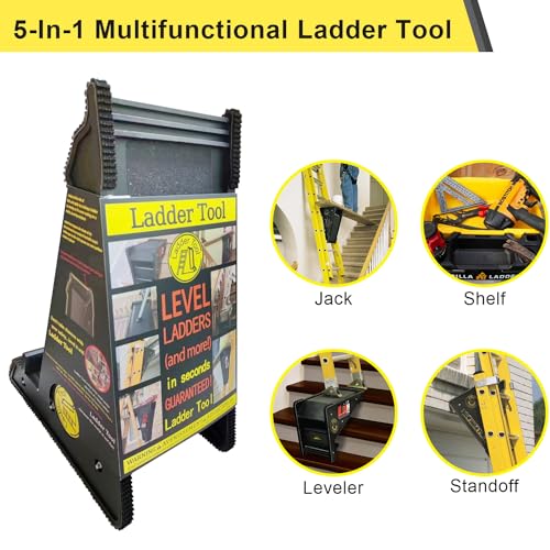 Ladder Leveler,Ladder Jacks,Ladder Stabilizer Tool with Storage Easy to Use for All Surfaces and Uneven Ground