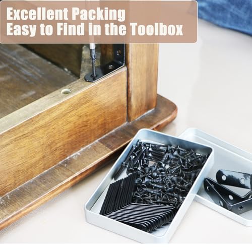 18-Pack L Shape Corner Brackets, Stainless Steel Metal Angle Braces for Wood Furniture, Heavy Duty Black 2 inch Shelf Bracket with Long Screws for Household Project (L Shape Black) - style: 2inch L Shape Black 18pcs