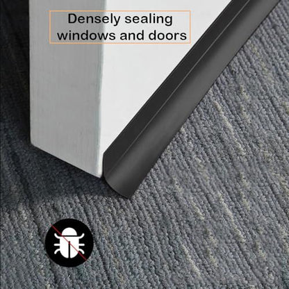 Window Sealing Strip, Self Adhesive Weather Stripping, Silicone Door Bottom Seal Strip Tape for Gaps of House Glass Shower Window and Door Weatherproof Soundproof, Transparent (5m 45mm Black) - size: 5m 45mm Black