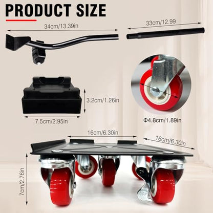 Furniture Dolly Set 5 Wheels Heavy Duty,6.3" Carbon Steel Panel Dolly, 360°Rotatable Rubber Universal Wheels,Non-Slip Sliders&Lifter,3300Lbs Load Capacity,Furniture Lifter for Sofa, Piano,Appliances - size: 6.3x6.3 IN