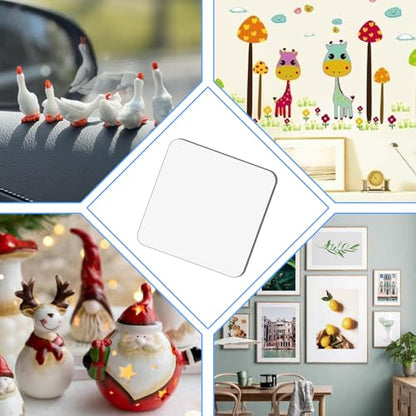 salbsever 120 Pcs Double Sided Tape Squares, Clear Double Sided Adhesive Pads 1.8" Heavy Duty Mounting Tapes for Metals Papers Door Glass Wood Wall Hanging Carpet Fixing