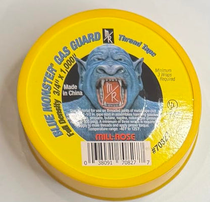 3/4 Gas Guard PTFE Thread Seal Tape, Yellow, 3/4 x 1000 Inch, PTFE Yellow Gas Sealant Tape for Gas, Propane, and Butane for Plumbing
