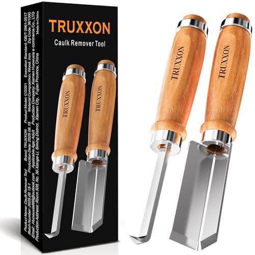 2 PCS Professional Caulk Remover Tool – Heat-Treated Caulking Tool with 90° Sharp Blade & Solid Wood Handle, Saves Time for Home Improvement, Durable Grout & Silicone Remover Tool - color: 2pcs- Original