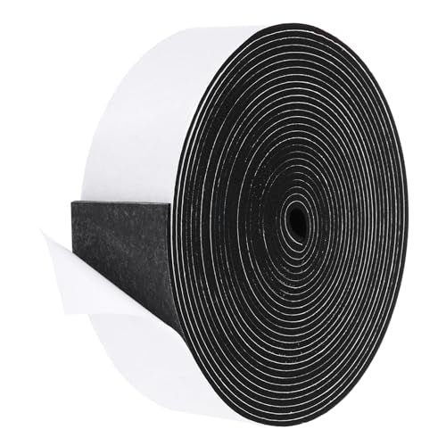 PATIKIL Weather Stripping Door Seal Strip, 1 Inch x 1/8 Inch x 32 Ft Self Adhesive Soundproof High Density Foam Tape Insulation for Door Window Air Conditioning, Black - color: Black, size: 1 Inch x 1/8 Inch x 32 Ft