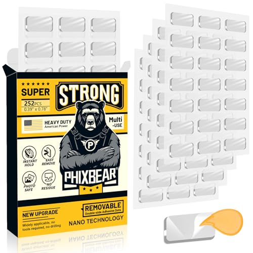 PHIXBEAR Large Mounting Putty No Residue, Double Sided Tape Glue Adhesive Dots Clear Museum Sticky Tack, Picture Hanging Strips Fixed Posters Decor Art Craft Party, 0.39 x 0.78 in (252 Pcs) - size: Large-Standard