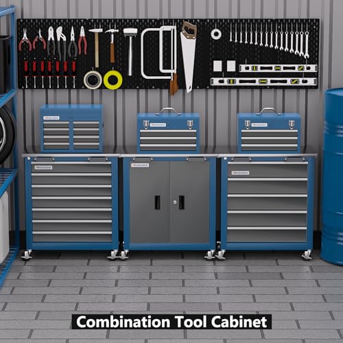 LARBANKE 7-Drawer Rolling Toolbox,Tool Box with 360° Lockable Wheels and Padded Feet,Tool Chest with Keyed Locking System and Drawer Liners,can be Combined Storage System with Tool Chest - style: 7 Drawer Rolling Tool Chest with feet pad