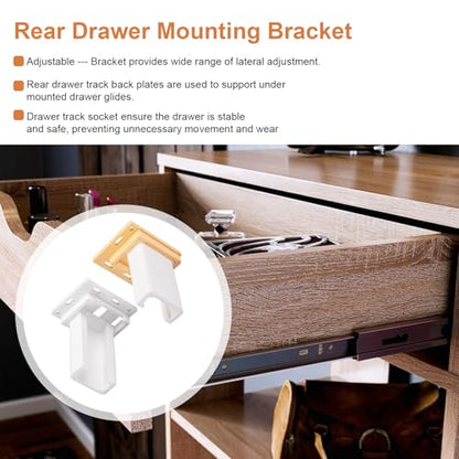 Drawer Slide Socket Set Cabinet Hardware, RV Drawer Parts Fits 1 Inch Drawer Slide, 2-1/8 Inch x 1-3/4 Inch Adjustable Base C-Shaped