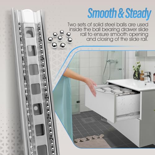 1 Pair Stainless Steel Full Extension Ball Bearing Drawer Slides 8 10 12 14 16 18 20 22 24 Inch 100 LB Load Capacity Side Mount Cabinet Rails Dresser Metal Runners Kitchen (12 inch,Stainless) - color: Silver-Stainless Steel, size: 12 Inch
