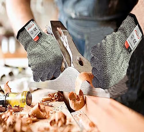 Cutting Gloves, 1 Pairs of Cut Resistant Gloves Food Grade, Cut Resistant Gloves for Kitchen, Oyster Shucking, Fish Fillet Processing, Carving Wood and Gardening(Small-Grey) - color: Gray, size: Small (Pack of 2)