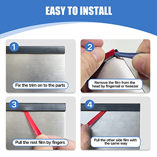 Rubber Edge Trim, Self-Adhesive U Channel Rubber Edge Trim, U Shaped Edge Protector for Mirror and Glasses, EPDM Material, Slot Width 1/8"(3.2mm), Length 10 Ft, Black - size: Fit 1/8"- L10'
