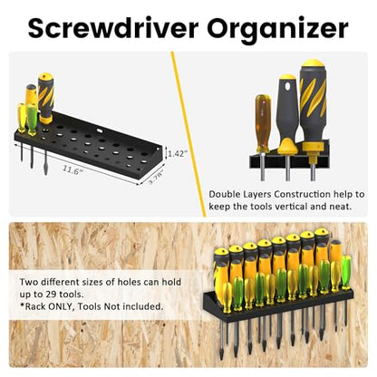 UNITEDPOWER Wall Mount Hand Tool Storage Set, Screwdriver Organizer, Pliers Holder, Hammer Rack, Metal Hardware Tray for Garage Workshop Workbench - 4 Pack