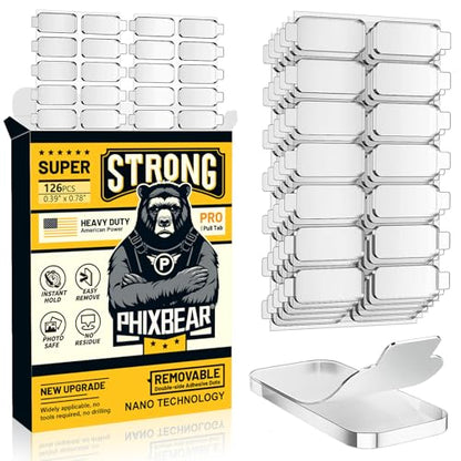 PHIXBEAR Large-Pro Mounting Putty No Residue with Pull Tab, Double Sided Tape Glue Adhesive Dots Clear Museum Sticky Tack, Picture Hanging Strips Fixed Decor Art Craft Party, 0.39 x 0.78 in (126 Pcs) - size: Large-Pro