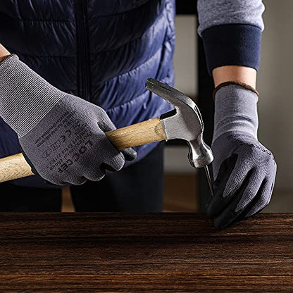 LOCCEF Safety Work Gloves MicroFoam Nitrile Coated-12 Pairs,Seamless Knit Nylon Gloves,Home Improvement,Micro-Foam Gloves - color: Grey-36 Pairs