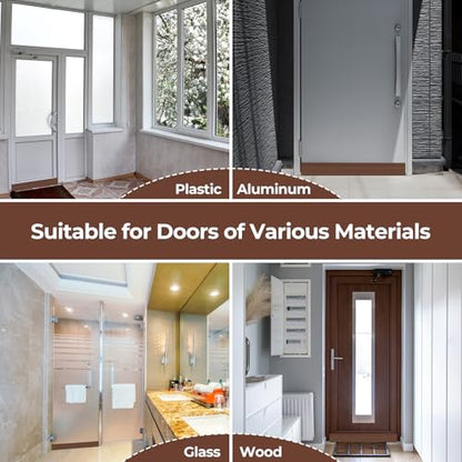 Door Draft Stopper Weather Stripping: Ohuhu Under Door Bottom Seal Strip Sweep Blocker Gap Filler Flexible Noise Insulation Draft Guard for Bottom of Door Garage (Brown, 39" L x2 W) - size: 39" L x2 W