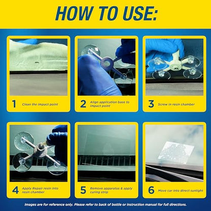 Rain-X 600001 Windshield Repair Kit - Quick and Easy Durable Resin Based Windshield Repair Kit for Chips and Cracks, Good for Round Damage Below 1" in Diameter and Cracks Smaller Than 12" in Length