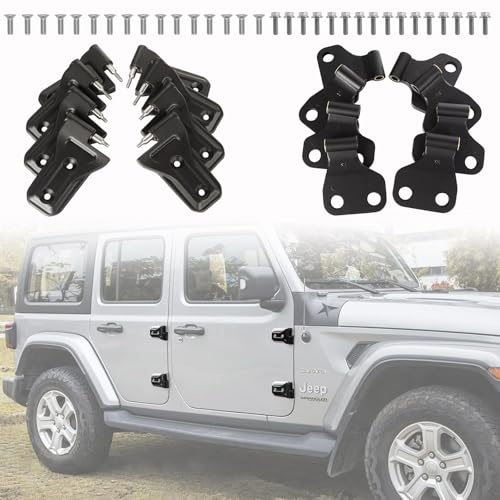 for Jeep Door Hinges Wrangler JL Inside and Outside 4 Door Hinge Assembly Kits Compatible with Jeep Wrangler JL & Gladiator JT 2018-2026 (16 Pcs w/ 36 Pcs Screws) - size: for Jeep JL (16Pcs)