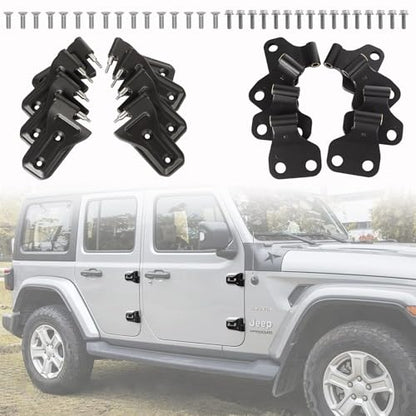 for Jeep Door Hinges Wrangler JL Inside and Outside 4 Door Hinge Assembly Kits Compatible with Jeep Wrangler JL & Gladiator JT 2018-2026 (16 Pcs w/ 36 Pcs Screws) - size: for Jeep JL (16Pcs)