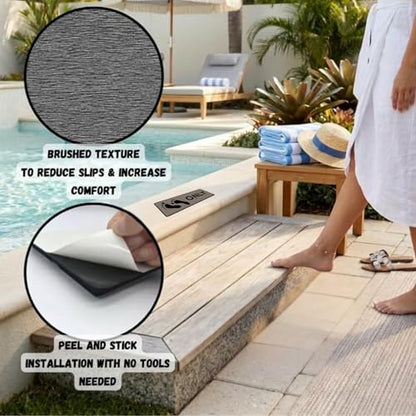 "Naked Feet Only" 3.5" x 12" Step Pads Non-Slip EVA Foam Step Pad for Boat Gunwales & Ladders, 6mm Brushed Marine Grade Anti-Skid Adhesive Pads (Pair) SeaDek Technology - Black/Blue - color: Black Over Bamaha Blue, size: Step Pad