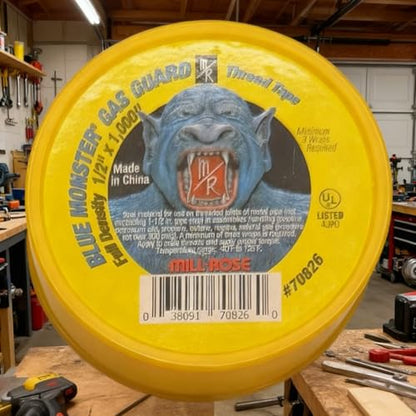 Three Pack - 1/2" Gas Guard PTFE Thread Seal Tape, Yellow, 1/2 Inch x 260 Inch PTFE Gas Line Thread Tape, 70826 Gas, Propane, and Butane Thread sealant Tape Yellow Gas Sealant Tape for Plumbing