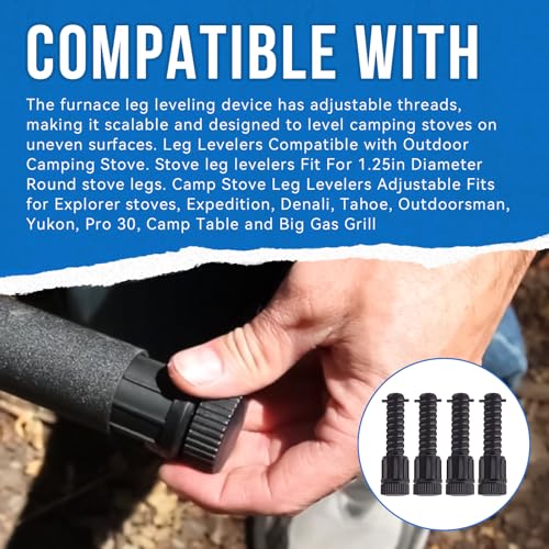 Leg Levelers Fit for Outdoor Camping Stove Explorer Stoves Expedition Stoves,For round stove legs with a diameter of 1.25 IN.Adjusts Legs Up to 3in on Uneven Ground, for 1.18-inch(ID) legs